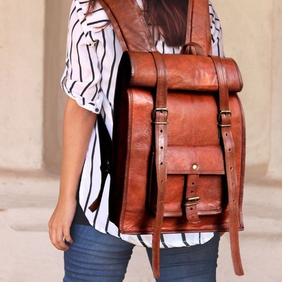 Handbags - Women's Rolltop Leather Backpack